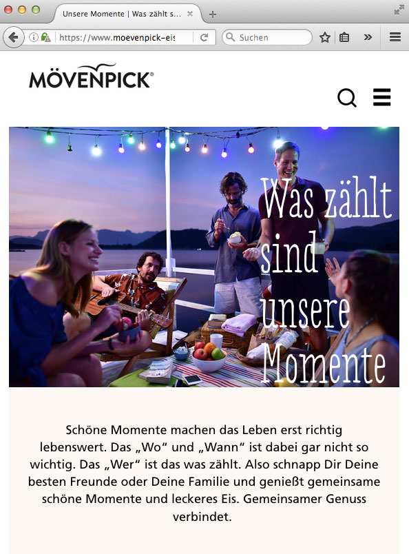 Mövenpick Webseite